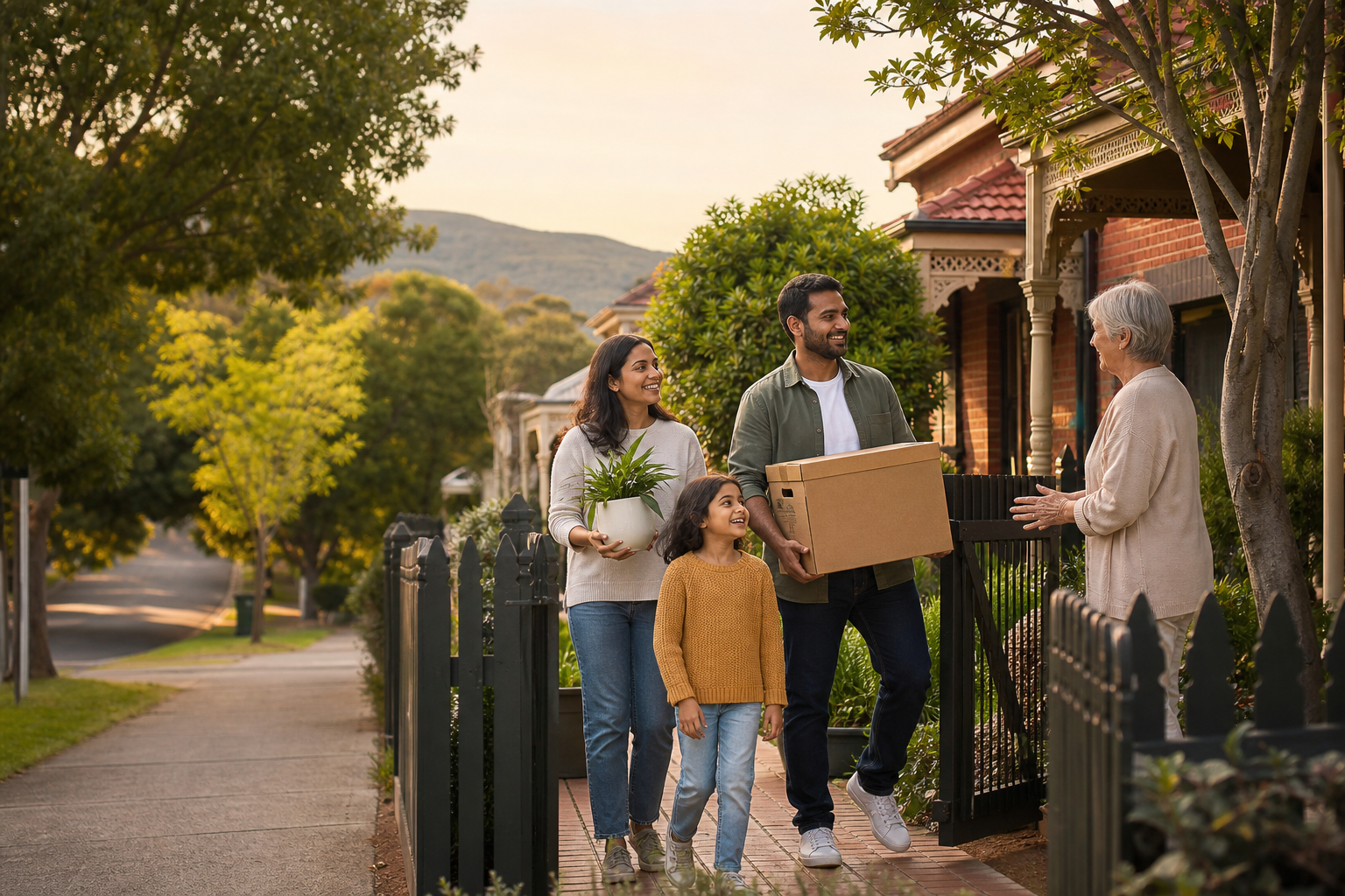 Family looking towards the Adelaide city skyline