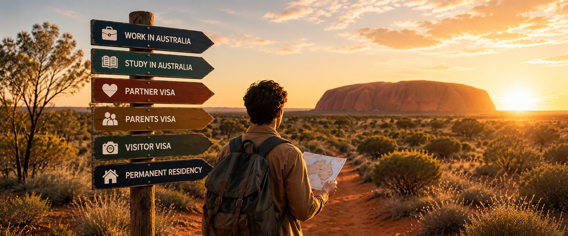 Migration pathway signs in the Australian landscape